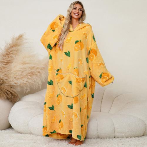 Thickened Pullover Coral Fleece Home Hooded Blanket Outdoor Cold-proof Warm Nightgown Home Lazy Blanket