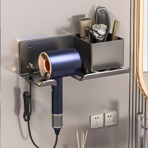 Hair dryer rack punch-free toilet wall-mounted hair dryer bracket bathroom ram storage rack