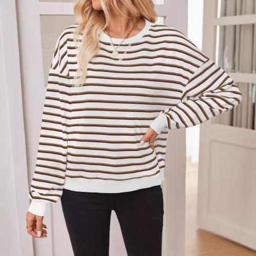 Rayon Women Sweatshirts slimming & loose printed striped PC