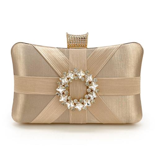 Sunflower Woven Metal Clutch Bag with Diamond Square Box Bag Temperament Dress Bag Evening Bag