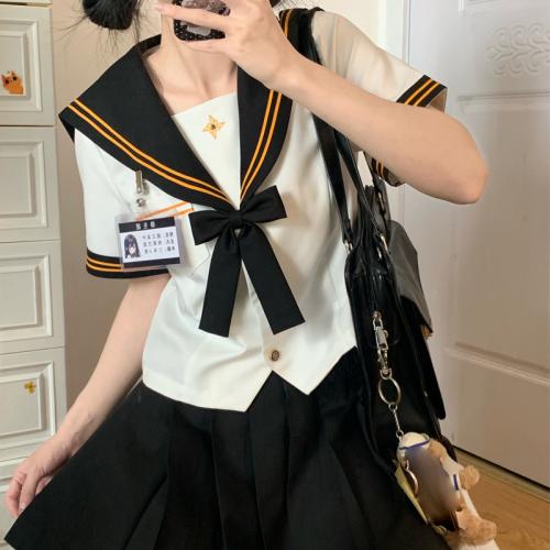 Original sailor suit jk uniform school for college short sleeve waist suit