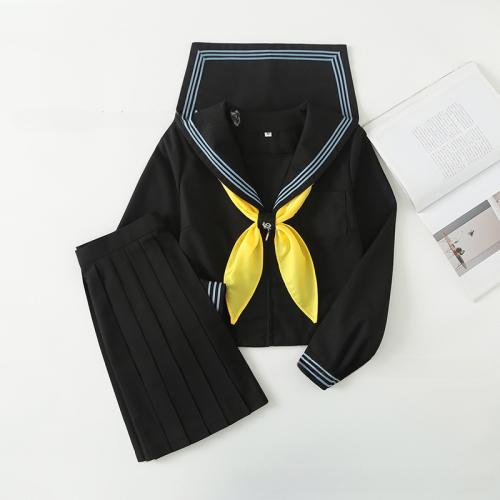 Japanese black blue three sailor suit academic style long sleeve jk uniform basic suit