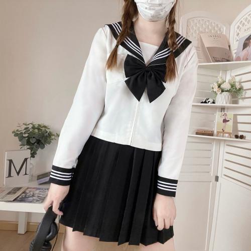 Black collar White sailor suit Orthodox JK uniform Middle uniform Japanese class uniform school uniform for women