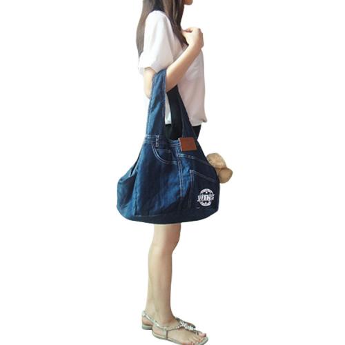 Dog foldable pet handbag casual breathable portable Denim pet shoulder bag