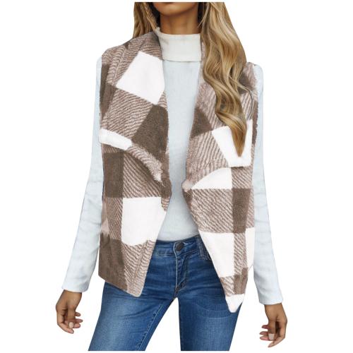 Polyester Women Vest plaid PC