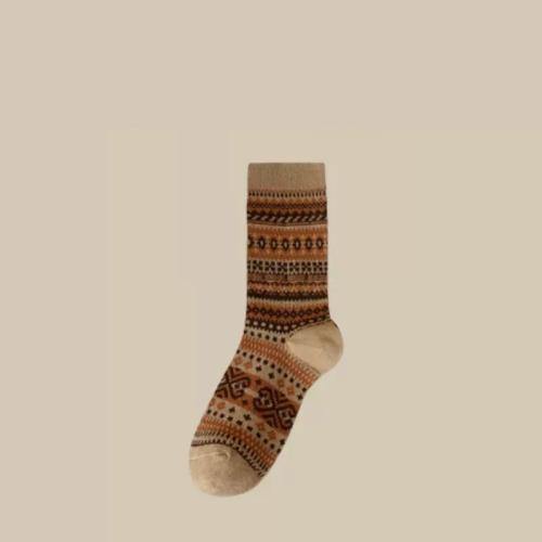 Double needle double-way socks women's ethnic style stockings mid-length socks warm socks