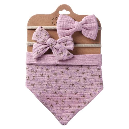 New Baby Slippery Towel Baby Cotton Cloth Printed Double-Sided Triangle Towel Headband Set