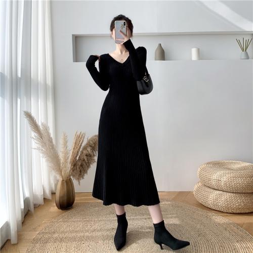 Knitted One-piece Dress slimming PC