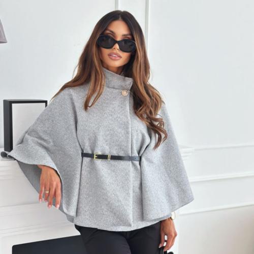 2024 New Winter Fashion Solid Color Wool Poncho Coat Women's Clothing