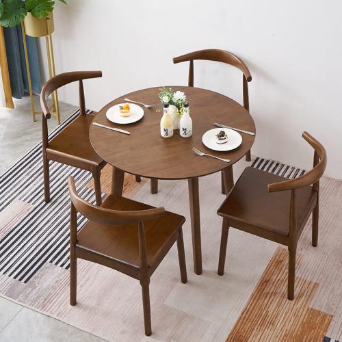 Nordic Simple All Solid Wood Reception Negotiation Small Round Table Household Casual Small Table and Chair