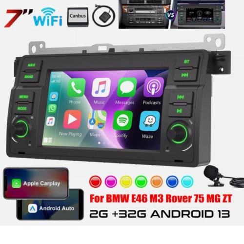 Android 13 Apple Carplay Car Stereo GPS RDS WiFi for BMW 3 Series E46 M3 Rover 75 MGZT