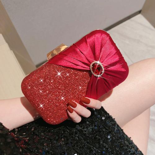 2024 new gem evening bag shiny dress bag party banquet bag pleated cheongsam bag