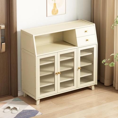 Medium Density Fiberboard & Moso Bamboo & Acrylic Storage Rack durable & dustproof white PC