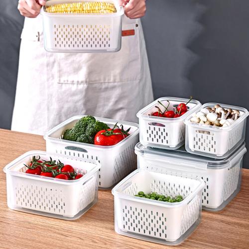 Draining Basket Preservation Box Double Layer Refrigerator Food PP5 Storage Box