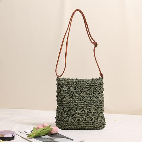 Fresh Hollow Crossbody Straw Woven Bag New Vertical Woven Bag Holiday Beach Bag All-match