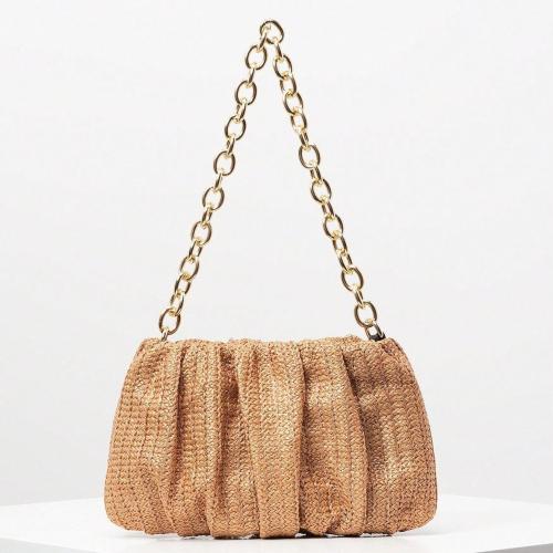 New Straw Underarm Bag Shoulder Crossbody Chain High-grade Texture Folded Bag Ethnic Style