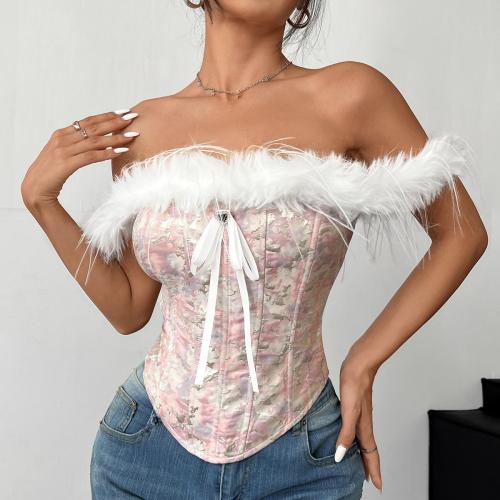 Christmas stitching wool-top off-shoulder tube-top waist fishbone diamond vest