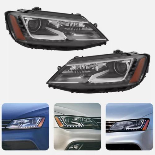 Headlights For 2015-2018 VW Jetta Xenon/HID Headlamps w/LED DRL Left and Right Pair