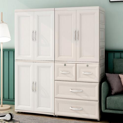 New Nordic Style Children's Wardrobe with Opposing Door Household Drawer Modern Simple Multi-Layer