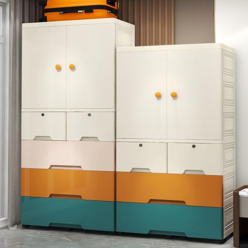 Simple Double-door Wardrobe Drawer-type Household Bedroom Plastic Storage Cabinet Thickened Multi-layer