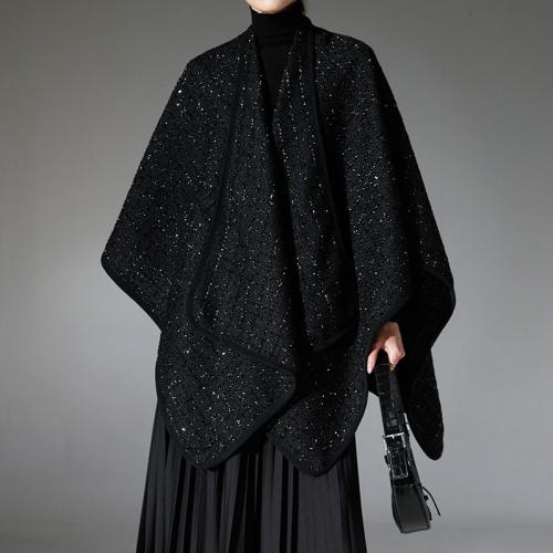 Autumn and winter 2024 new black sequins wind wool shawl