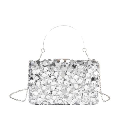 Sequin & Polyester Easy Matching Clutch Bag with chain PC