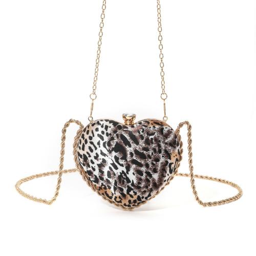 Satin & Polyester Easy Matching Clutch Bag with chain leopard mixed colors PC