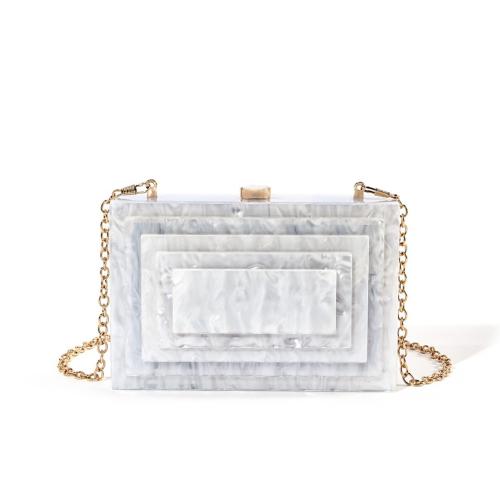 Acrylic hard-surface & Easy Matching Clutch Bag with chain white PC