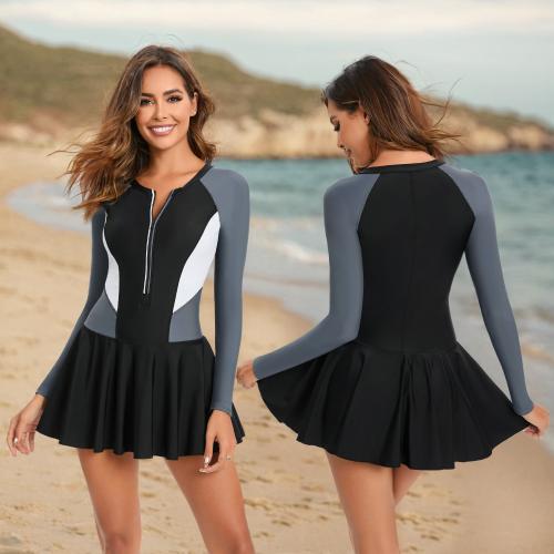 Polyester Quick Dry One-piece Swimsuit & skinny style black PC