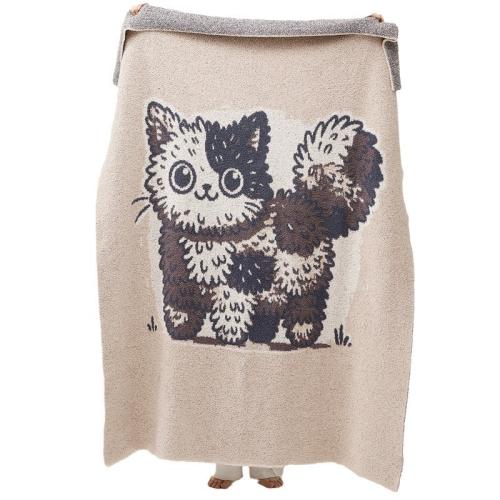 Cartoon Big-eyed Cat Half-velvet Knitted Blanket Sofa Cover Blanket Shawl Blanket Picnic Outdoor