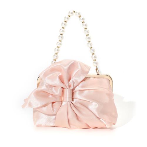 French Style Sweet Retro Style Bow Satin High-end Pearl Handbag Wedding Women's Evening Bag