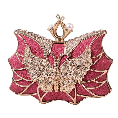 PU Leather Easy Matching Clutch Bag with rhinestone Plastic Pearl butterfly pattern PC