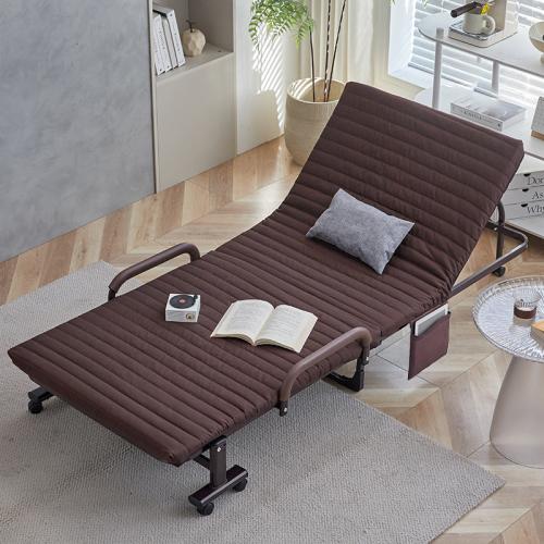 Metal Foldable Bed durable Cloth Solid dark coffee PC