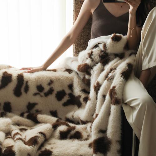 Zebra Pattern Decorative Blanket Long Hair Sofa Blanket Blanket Thickened Rabbit Hair Blanket