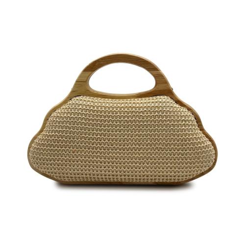 2024 New Wooden Multicolor Straw Dinner Bag Banquet Handheld Straw Bag Small