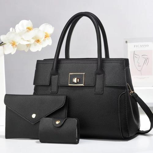 New Style Litchi Pattern Simple Large Capacity Large Bag Three-piece Set