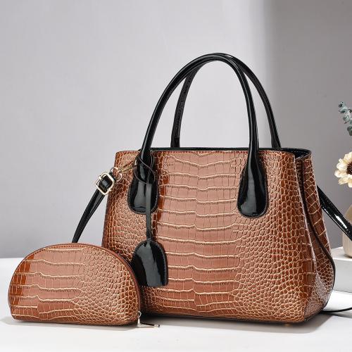 Lizard Pattern New Solid Color Two-piece Set Simple Texted Western-style  Bag