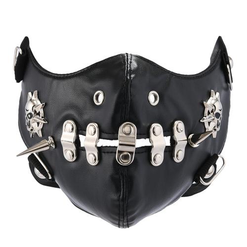 New Mask Halloween Personality Leather Mask Punk Rock Performance Rivet Mask