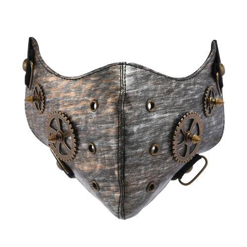 New Mask Halloween Personality Leather Mask Jewelry Punk Style Riding Motorcycle Hip Hop Rivet Mask