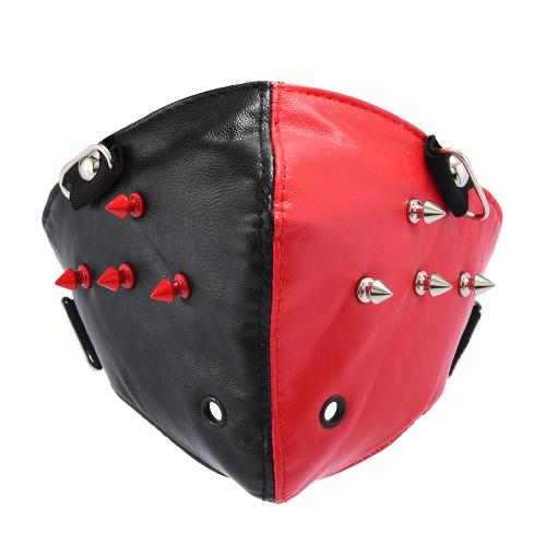 New Personality Punk Party Black and Red Color-matching Halloween Carnival Night Rivet Mask