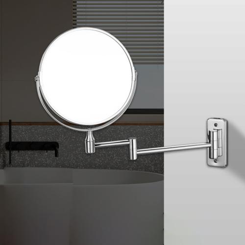 Bathroom Magnifying Makeup Mirror Retractable Folding Mirror Self-Hanging Wall-Sticked Double-Sided Mirror