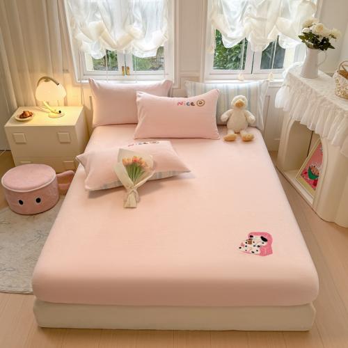 Milk Velvet Bed Cover Class A Embroidered Single Bed Cover Mattress Protective Cover