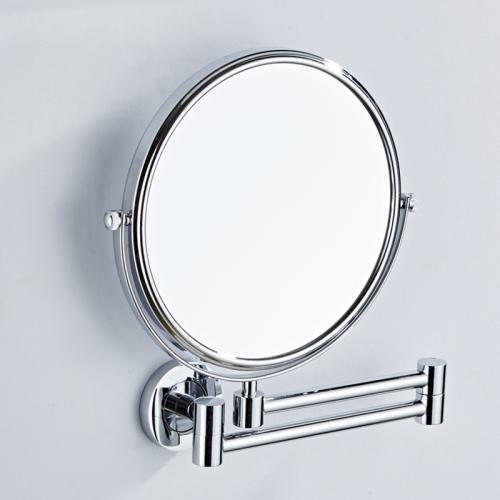 Toilet Bathroom Mirror Copper Beauty Triple Enlarged Double-Sided Makeup Mirror Folding Telescopic Mirror Wall Hanging