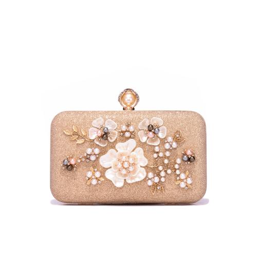 PU Leather & Polyester Easy Matching Clutch Bag with rhinestone Plastic Pearl floral PC