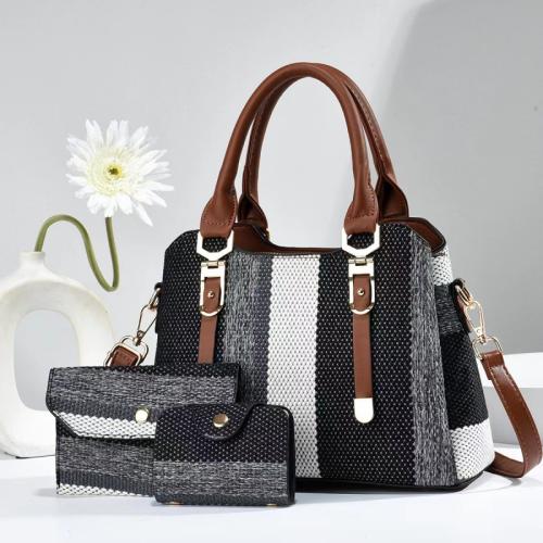 PU Leather & Canvas Easy Matching Bag Suit attached with hanging strap & three piece Set