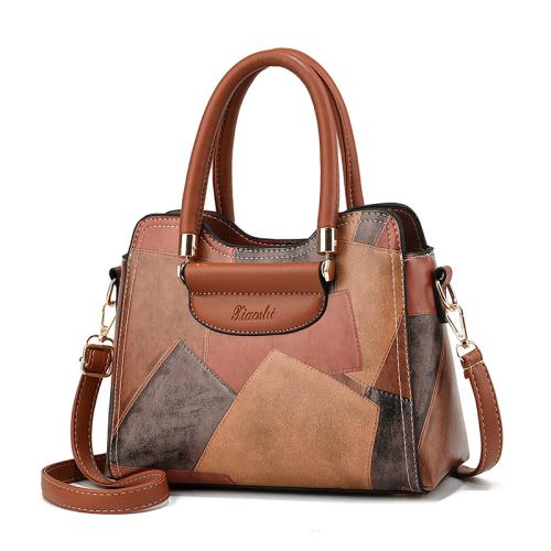 Trendy stitching contrast color handbag texture women's bag large capacity messenger bag