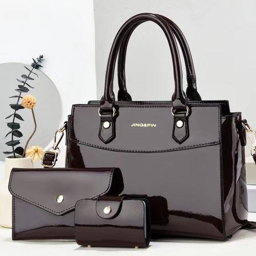 Women's Three-piece Bag Set New Fashion Bright Leather Handbag Large Capacity