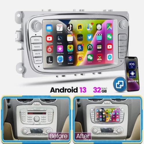 Car Stereo Android 13 GPS Navi WIFI RDS for Ford Focus MK2 Mondeo C S Max Galaxy