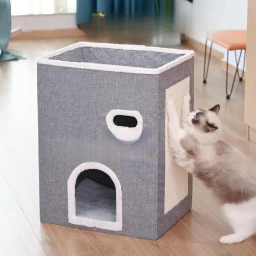 Cat Nest winter warm three-layer foldable cat climbing frame winter semi-closed Cat House