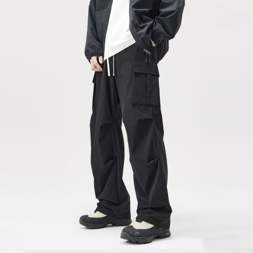 2024 pleated paratrooper Pants men's large pocket wide leg casual pants